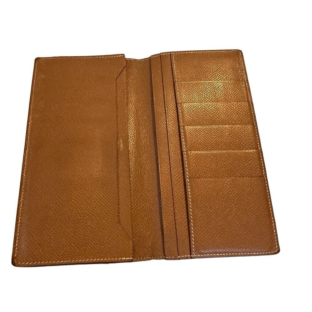 Hermes long brown leather wallet